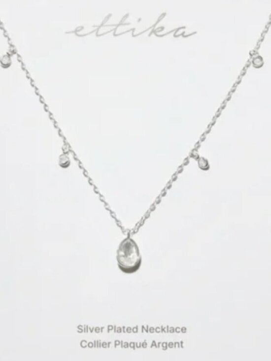 ettika Jewelry - Ettika Dripping Crystals Drop Necklace - Silver - NWT